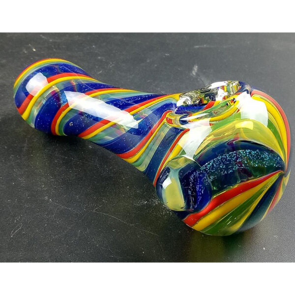 4.13 Inch Colorful Stripe Glass Spoon Pipe Hand Smoking Pipe GP-227